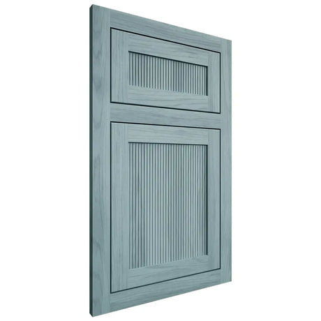 Shiloh Cabinetry Flush Inset Reeded Malibu Hickory Plain Cut Sky Door
