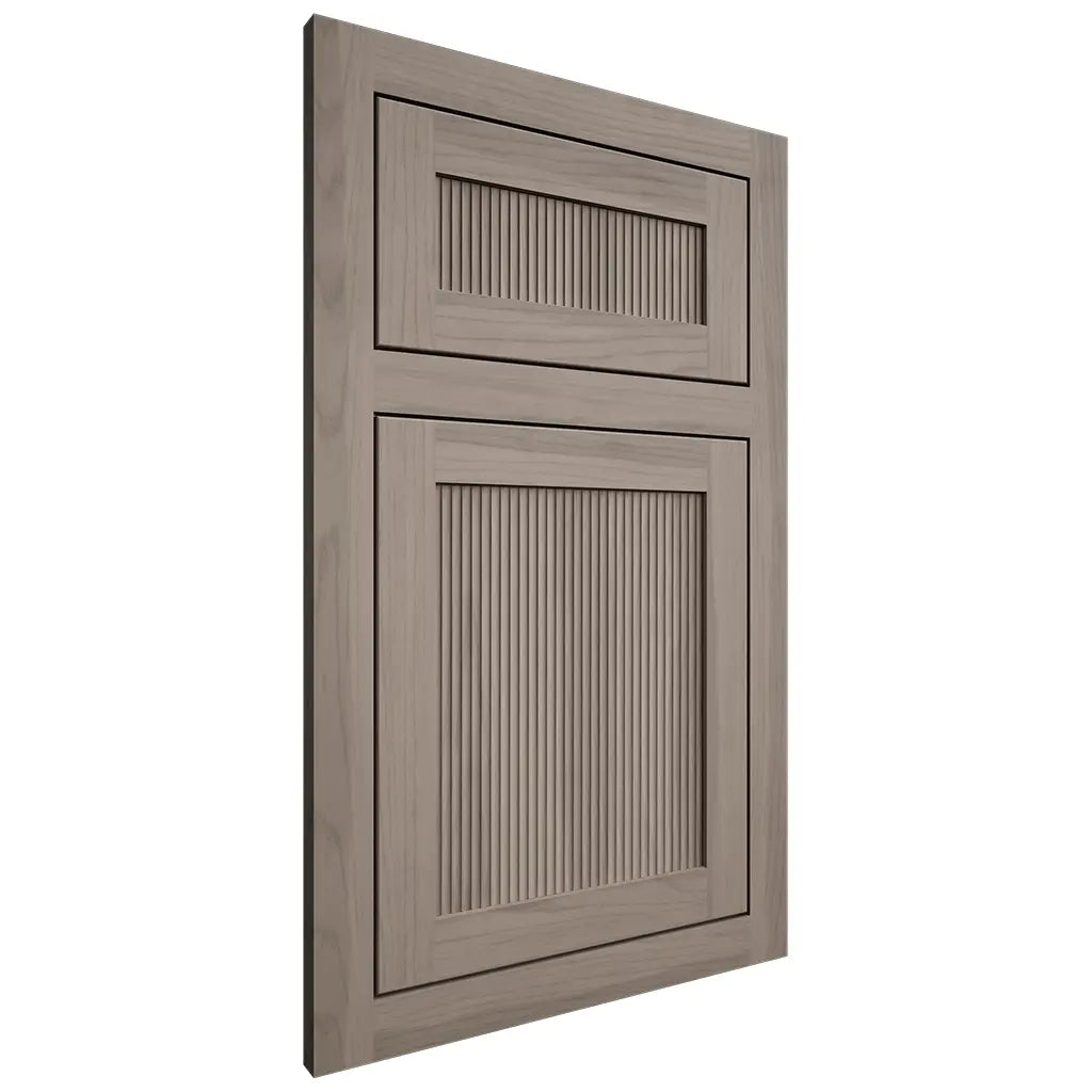 Shiloh Cabinetry Flush Inset Reeded Malibu Hickory Plain Cut Sterling Door