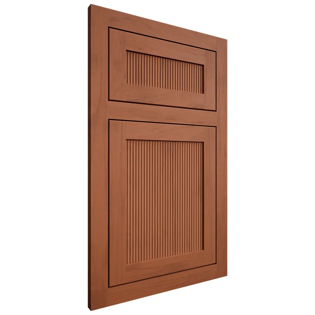 Shiloh Cabinetry Flush Inset Reeded Malibu Maple Plain Cut Spice Door