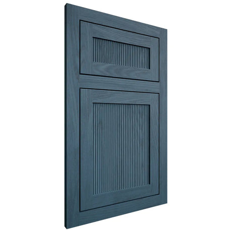 Shiloh Cabinetry Flush Inset Reeded Malibu Red Oak Plain Cut Hudson Door