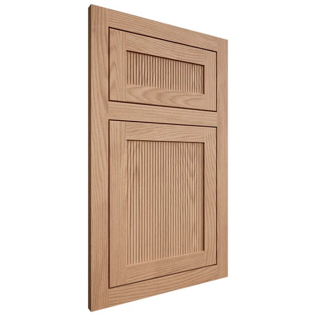 Shiloh Cabinetry Flush Inset Reeded Malibu Red Oak Plain Cut Natural Door