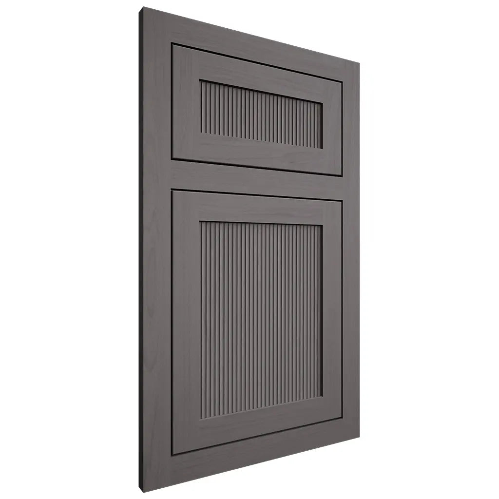 Shiloh Cabinetry Flush Inset Reeded Malibu Walnut Plain Cut Cadet Door