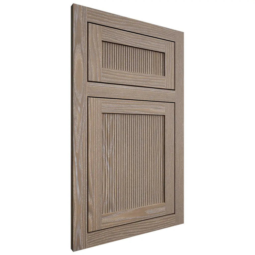 Shiloh Cabinetry Flush Inset Reeded Malibu White Oak Plain Cut Almond Door