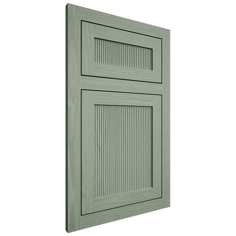 Shiloh Cabinetry Flush Inset Reeded Malibu White Oak Plain Cut Moss Door