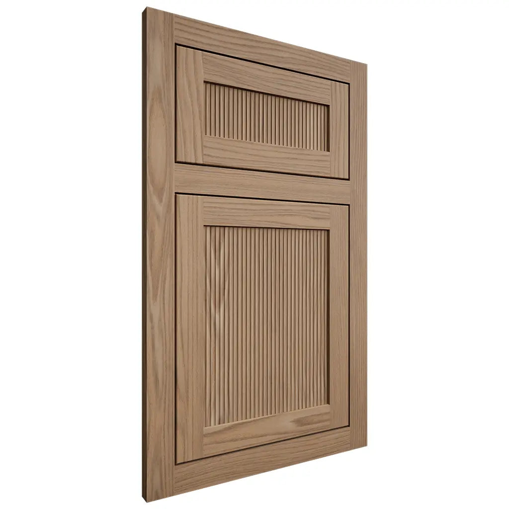 Shiloh Cabinetry Flush Inset Reeded Malibu White Oak Plain Cut Natural Door