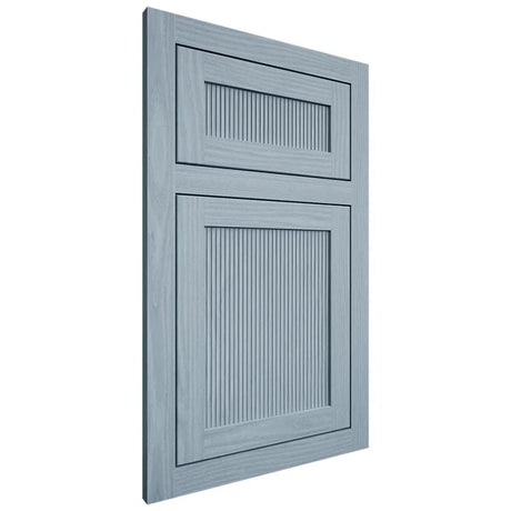 Shiloh Cabinetry Flush Inset Reeded Malibu White Oak Plain Cut Sky Door