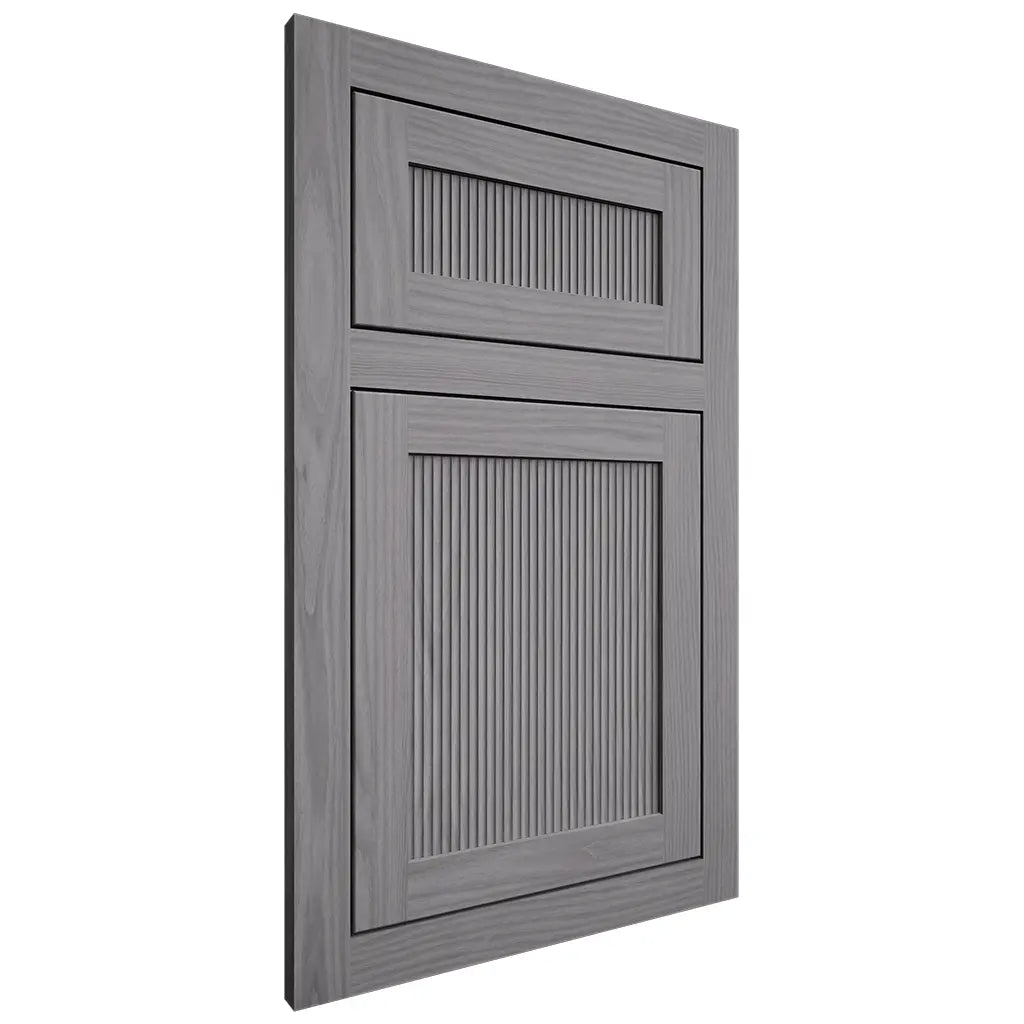Shiloh Cabinetry Flush Inset Reeded Malibu White Oak Plain Cut Sterling Door