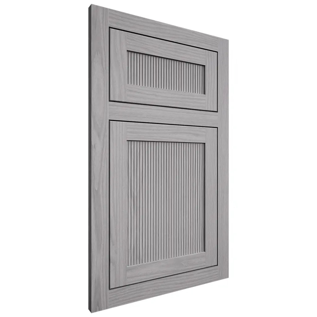 Shiloh Cabinetry Flush Inset Reeded Malibu White Oak Plain Cut Stratus Door