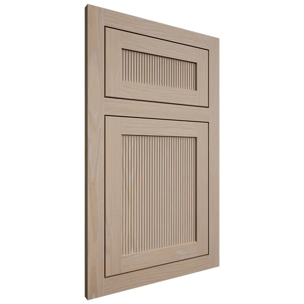 Shiloh Cabinetry Flush Inset Reeded Malibu White Oak Plain Cut Straw Door