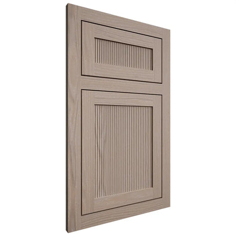 Shiloh Cabinetry Flush Inset Reeded Malibu White Oak Plain Cut Whitewash Door