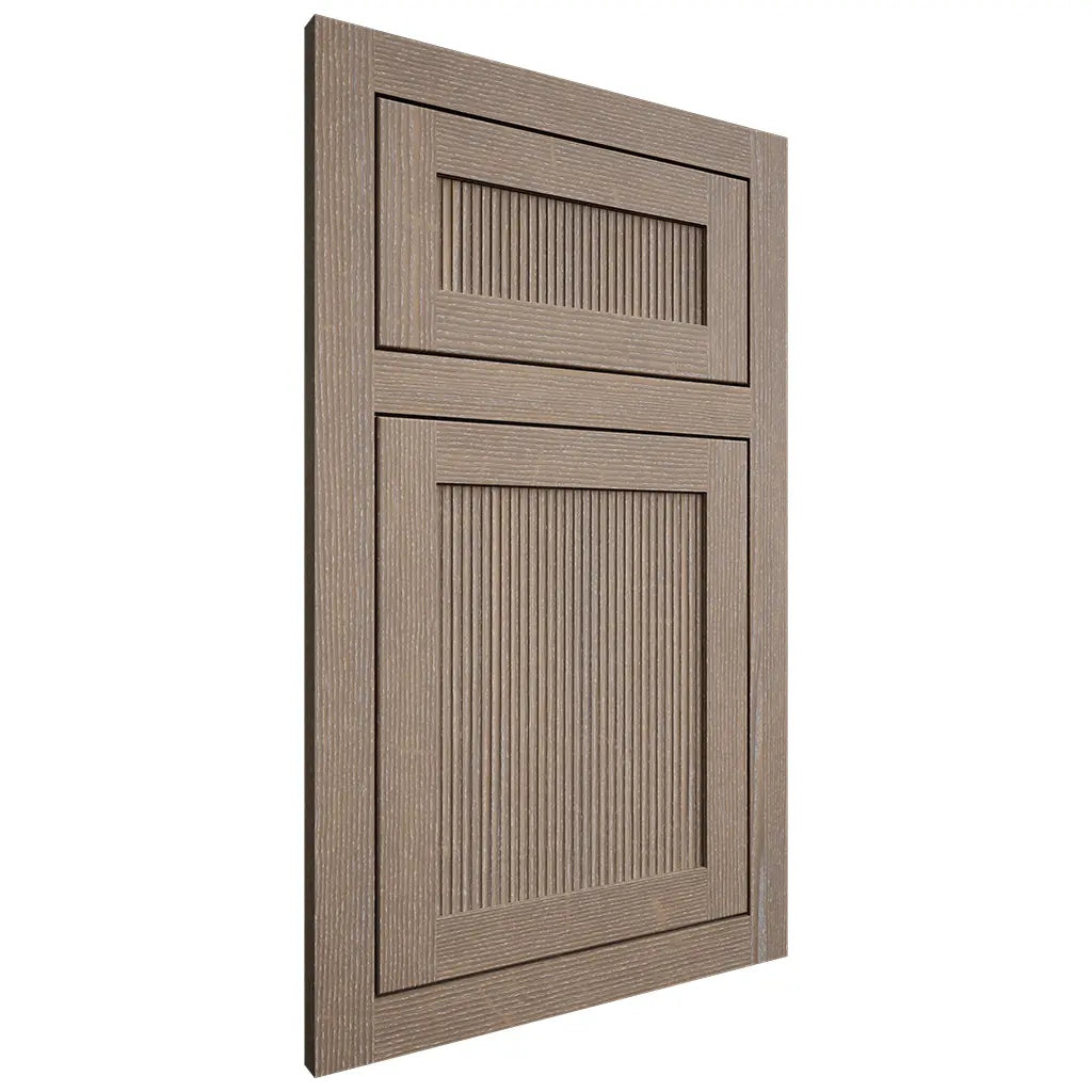 Shiloh Cabinetry Flush Inset Reeded Malibu White Oak Quarter Sawn Almond Door