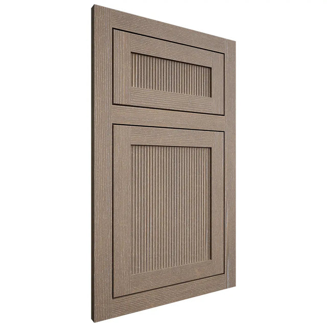 Shiloh Cabinetry Flush Inset Reeded Malibu White Oak Quarter Sawn Almond Door