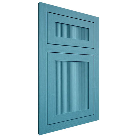Shiloh Cabinetry Flush Inset Reeded Malibu White Oak Quarter Sawn Aqua Door