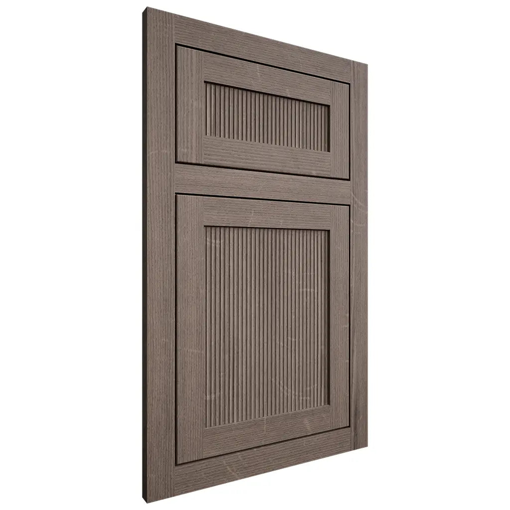 Shiloh Cabinetry Flush Inset Reeded Malibu White Oak Quarter Sawn Clay Door
