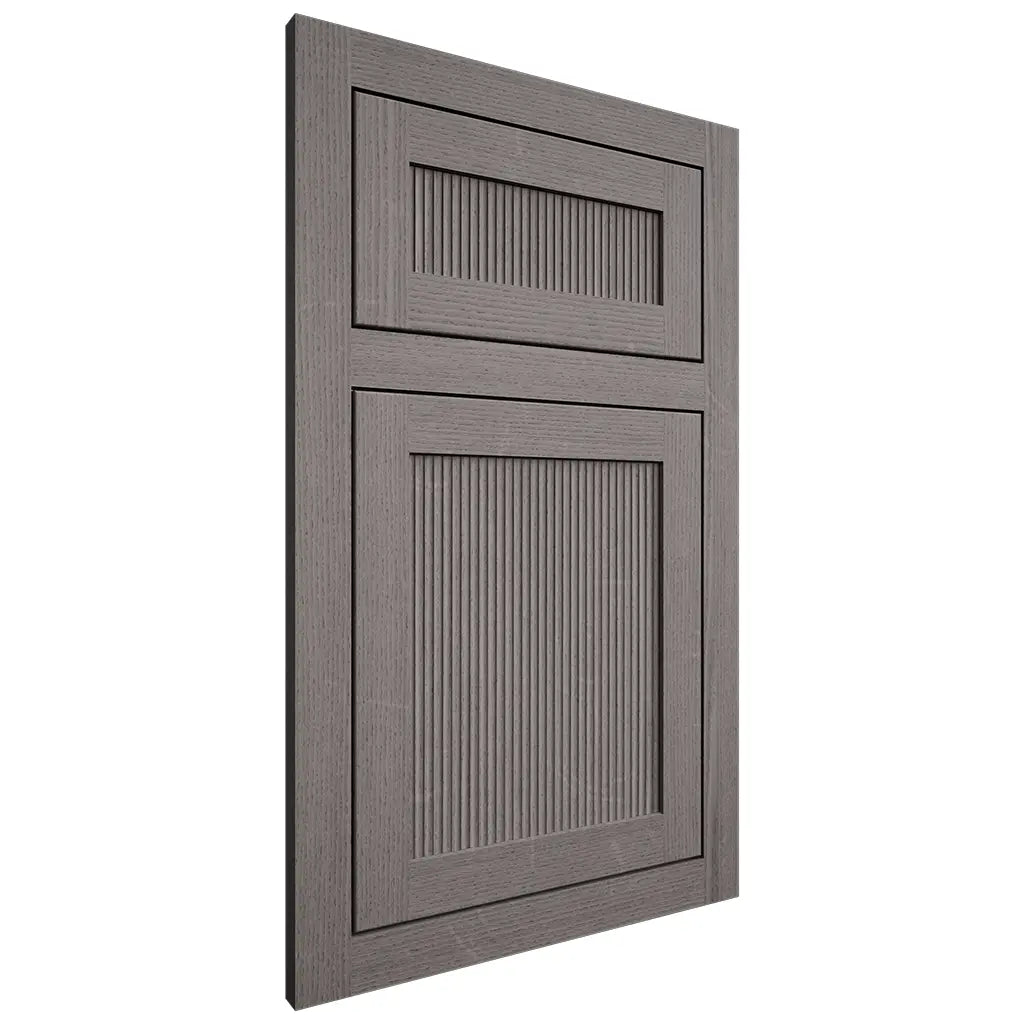 Shiloh Cabinetry Flush Inset Reeded Malibu White Oak Quarter Sawn Flagstone Door