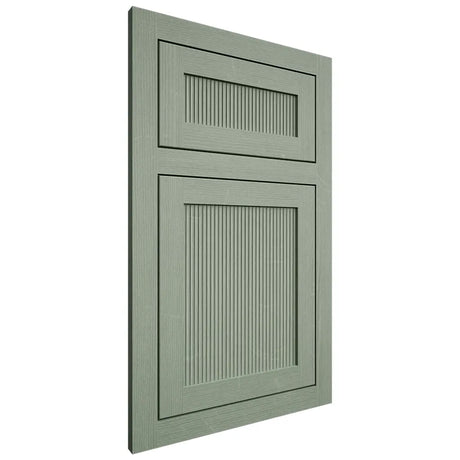 Shiloh Cabinetry Flush Inset Reeded Malibu White Oak Quarter Sawn Moss Door