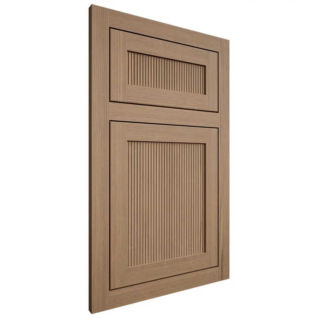 Shiloh Cabinetry Flush Inset Reeded Malibu White Oak Quarter Sawn Natural Door