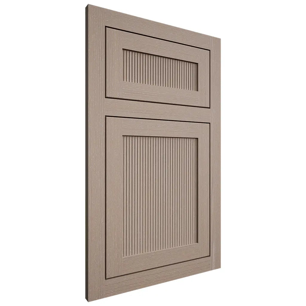Shiloh Cabinetry Flush Inset Reeded Malibu White Oak Quarter Sawn Whitewash Door