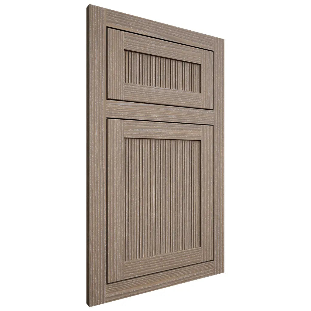 Shiloh Cabinetry Flush Inset Reeded Malibu White Oak Rift Cut Almond Door