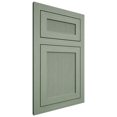 Shiloh Cabinetry Flush Inset Reeded Malibu White Oak Rift Cut Moss Door