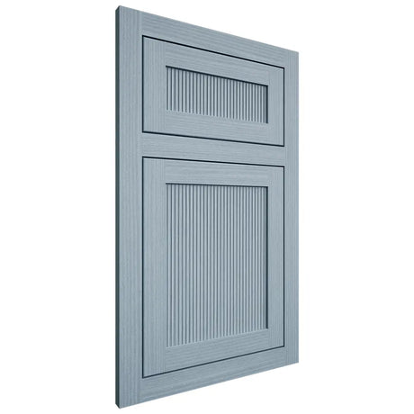 Shiloh Cabinetry Flush Inset Reeded Malibu White Oak Rift Cut Sky Door