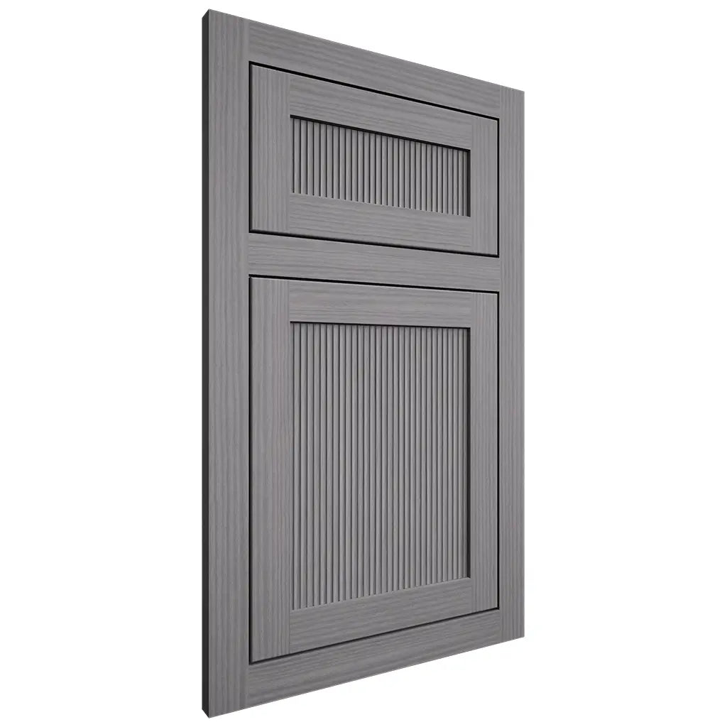 Shiloh Cabinetry Flush Inset Reeded Malibu White Oak Rift Cut Sterling Door