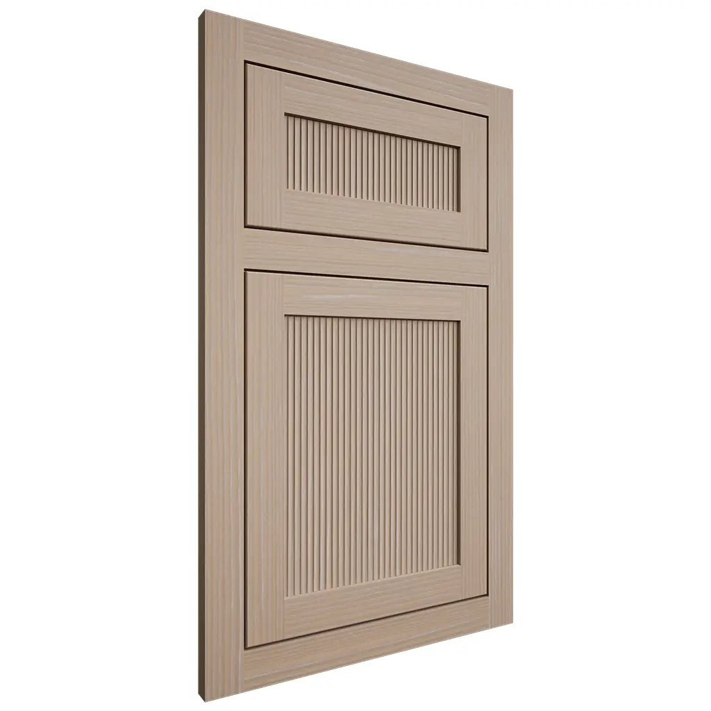 Shiloh Cabinetry Flush Inset Reeded Malibu White Oak Rift Cut Straw Door