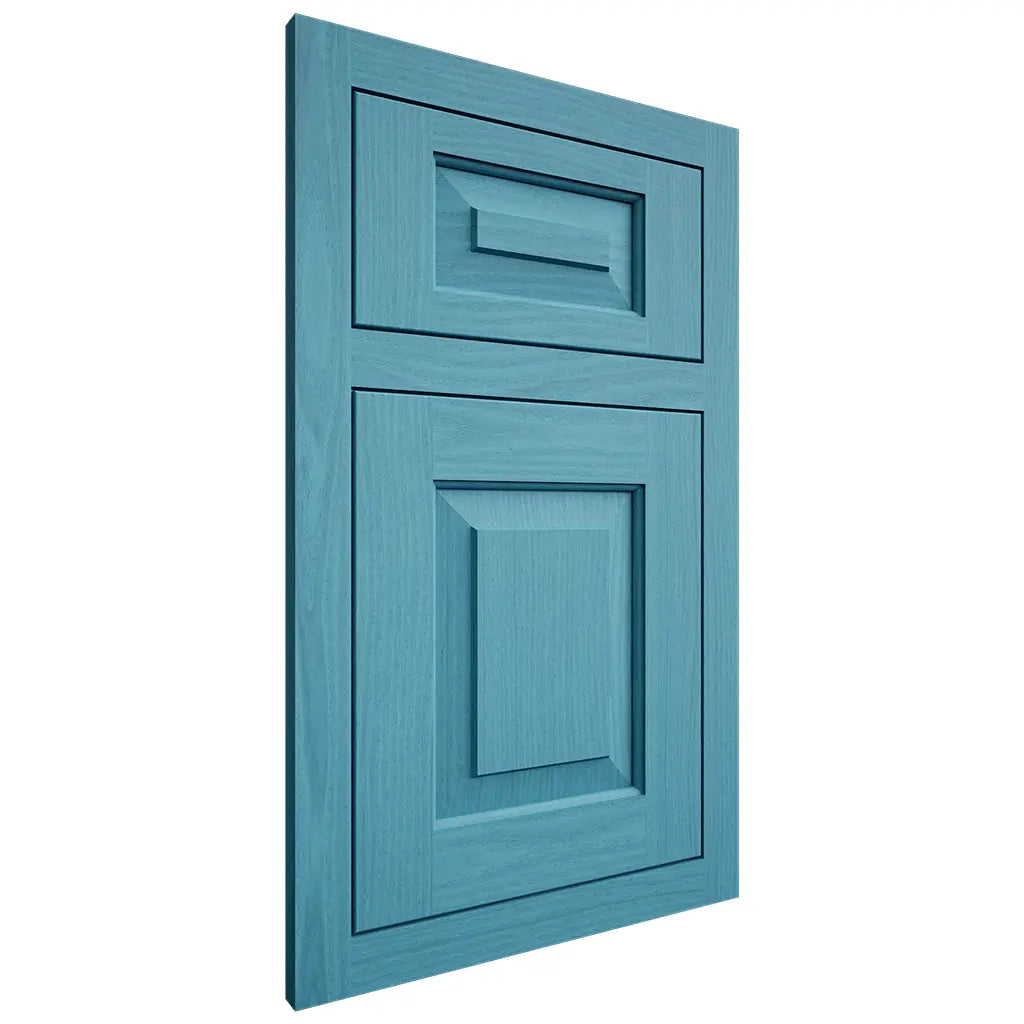 Shiloh Cabinetry Flush Inset Richmond White Oak Plain Cut Aqua Door