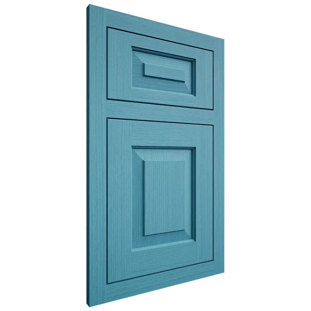 Shiloh Cabinetry Flush Inset Richmond White Oak Rift Cut Aqua Door