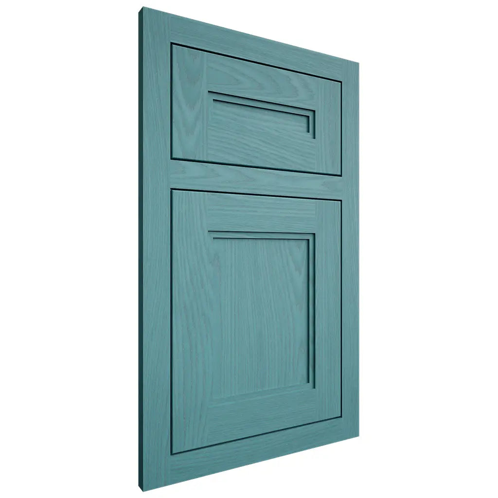 Shiloh Cabinetry Flush Inset Scottsdale Red Oak Plain Cut Aqua Door