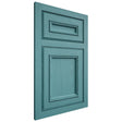 Shiloh Cabinetry Flush Inset Shelby Red Oak Plain Cut Aqua Door