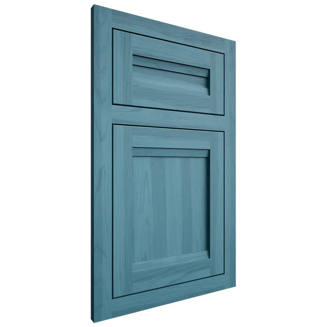 Shiloh Cabinetry Flush Inset Somerset Hickory Plain Cut Aqua Door