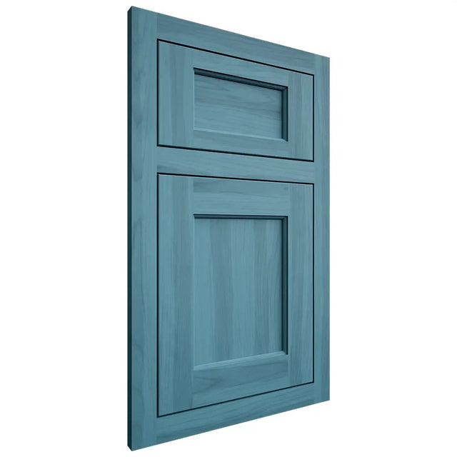 Shiloh Cabinetry Flush Inset Square Flat Hickory Plain Cut Aqua Door