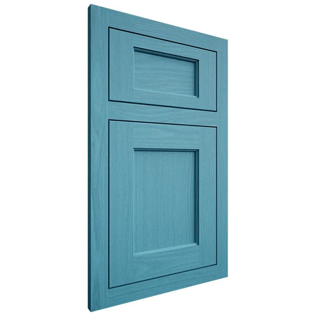 Shiloh Cabinetry Flush Inset Square Flat White Oak Plain Cut Aqua Door