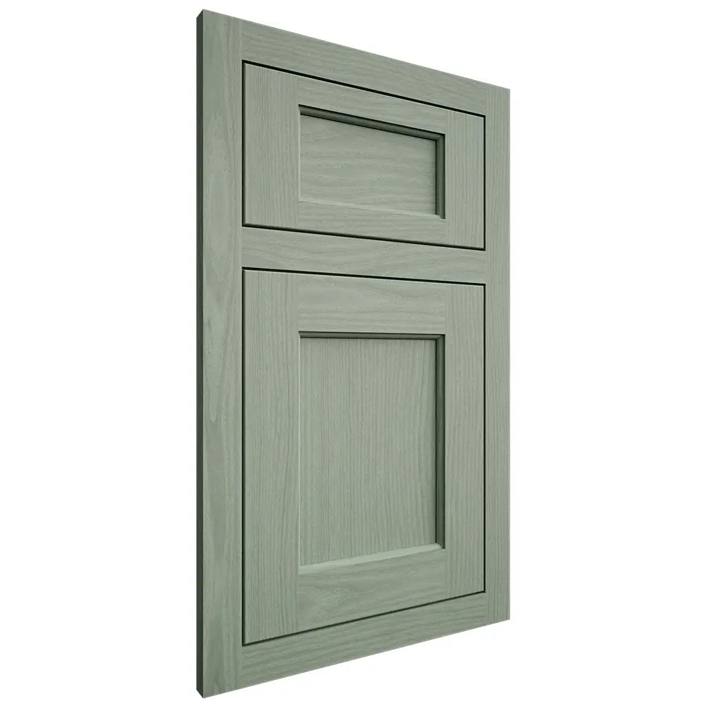 Shiloh Cabinetry Flush Inset Square Flat White Oak Plain Cut Moss Door