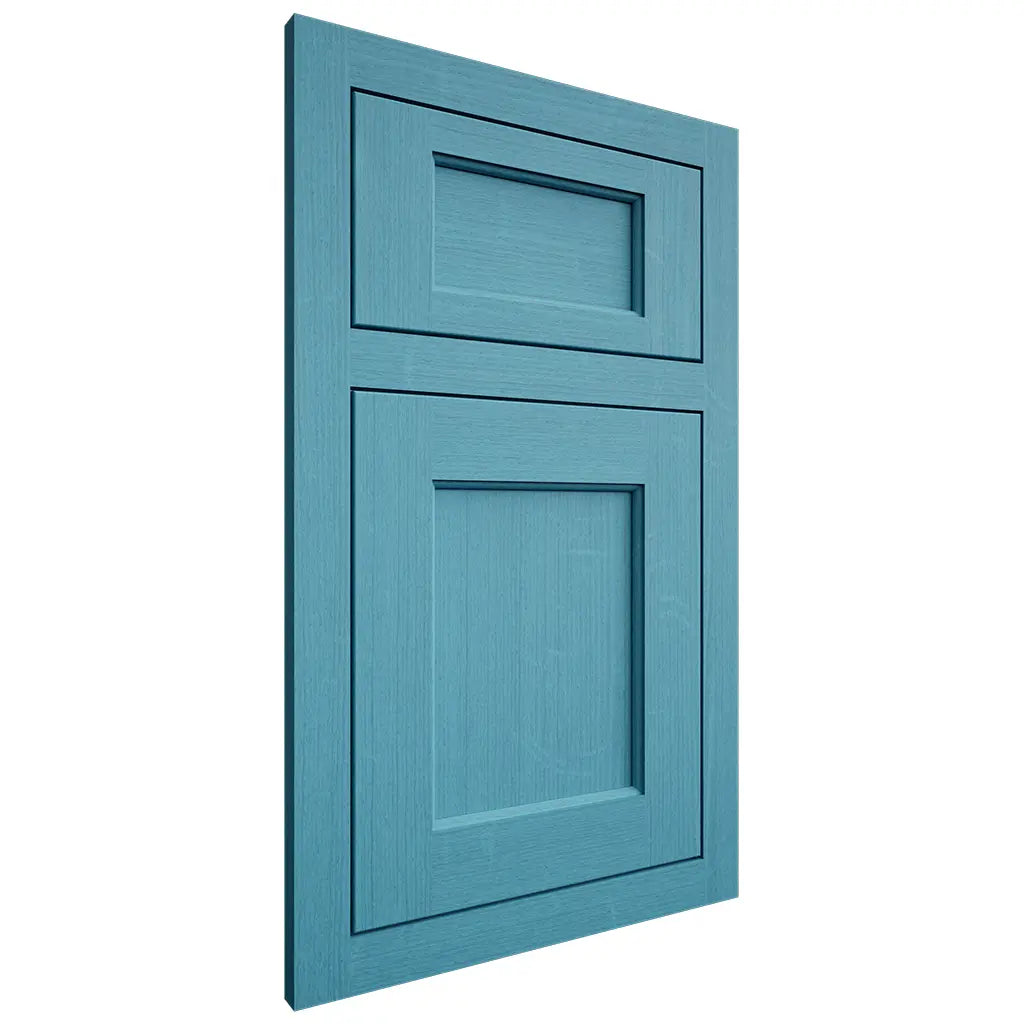Shiloh Cabinetry Flush Inset Square Flat White Oak Quarter Sawn Aqua Door
