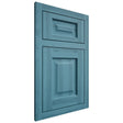 Shiloh Cabinetry Flush Inset Square Raised Hickory Plain Cut Aqua Door