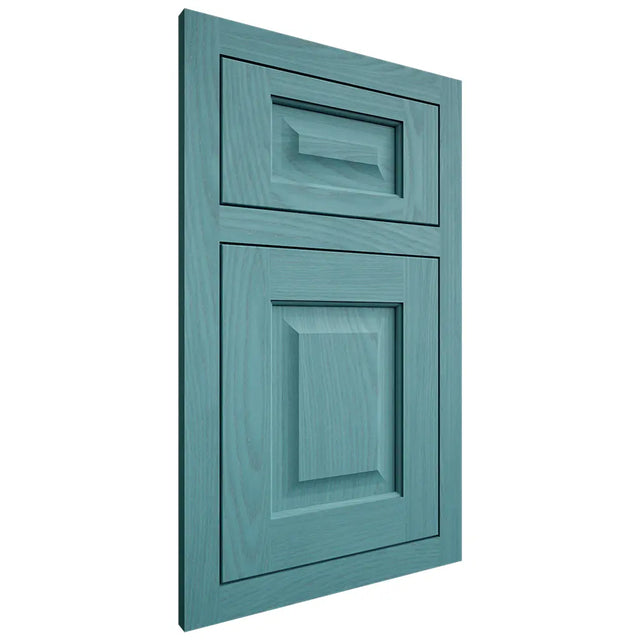 Shiloh Cabinetry Flush Inset Square Raised Red Oak Plain Cut Aqua Door
