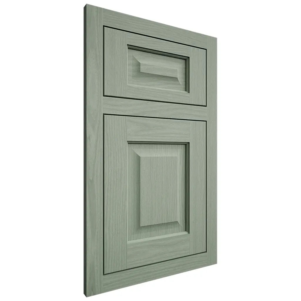 Shiloh Cabinetry Flush Inset Square Raised White Oak Plain Cut Moss Door