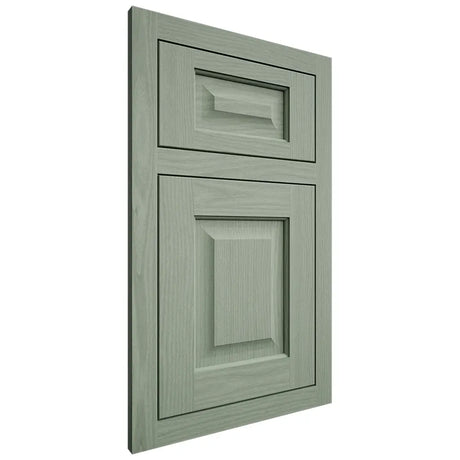 Shiloh Cabinetry Flush Inset Square Raised White Oak Plain Cut Moss Door
