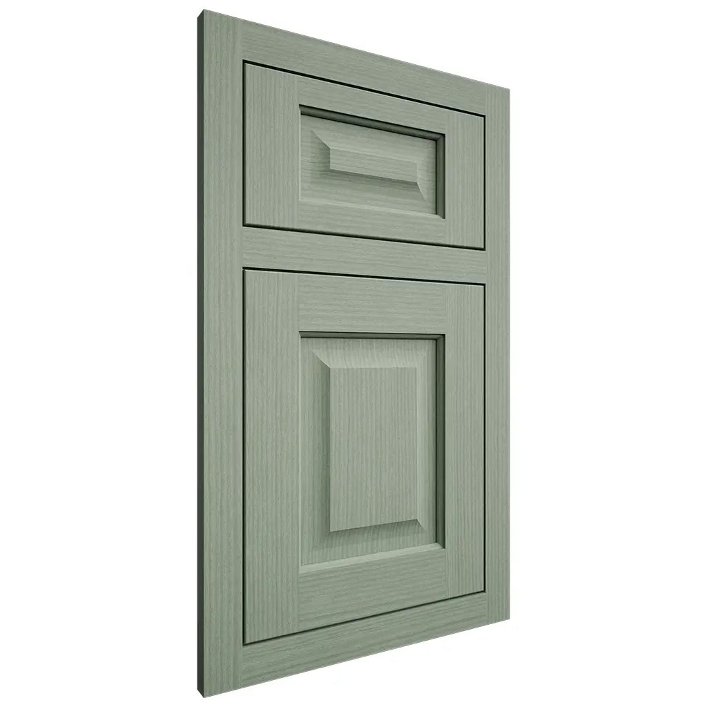 Shiloh Cabinetry Flush Inset Square Raised White Oak Rift Cut Moss Door