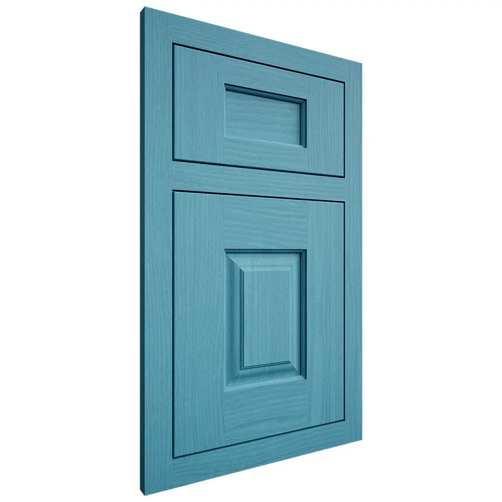 Shiloh Cabinetry Flush Inset Summit White Oak Plain Cut Aqua Door
