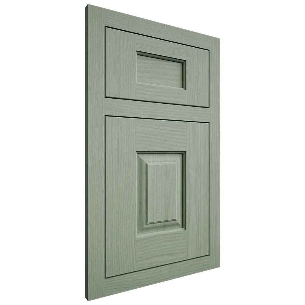 Shiloh Cabinetry Flush Inset Summit White Oak Plain Cut Moss Door