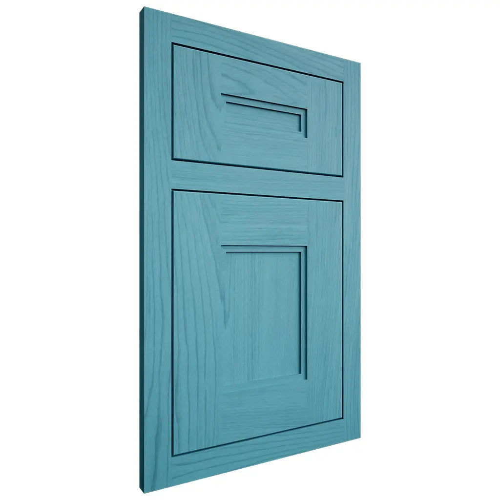 Shiloh Cabinetry Flush Inset Tahoe Alder Plain Cut Aqua Door