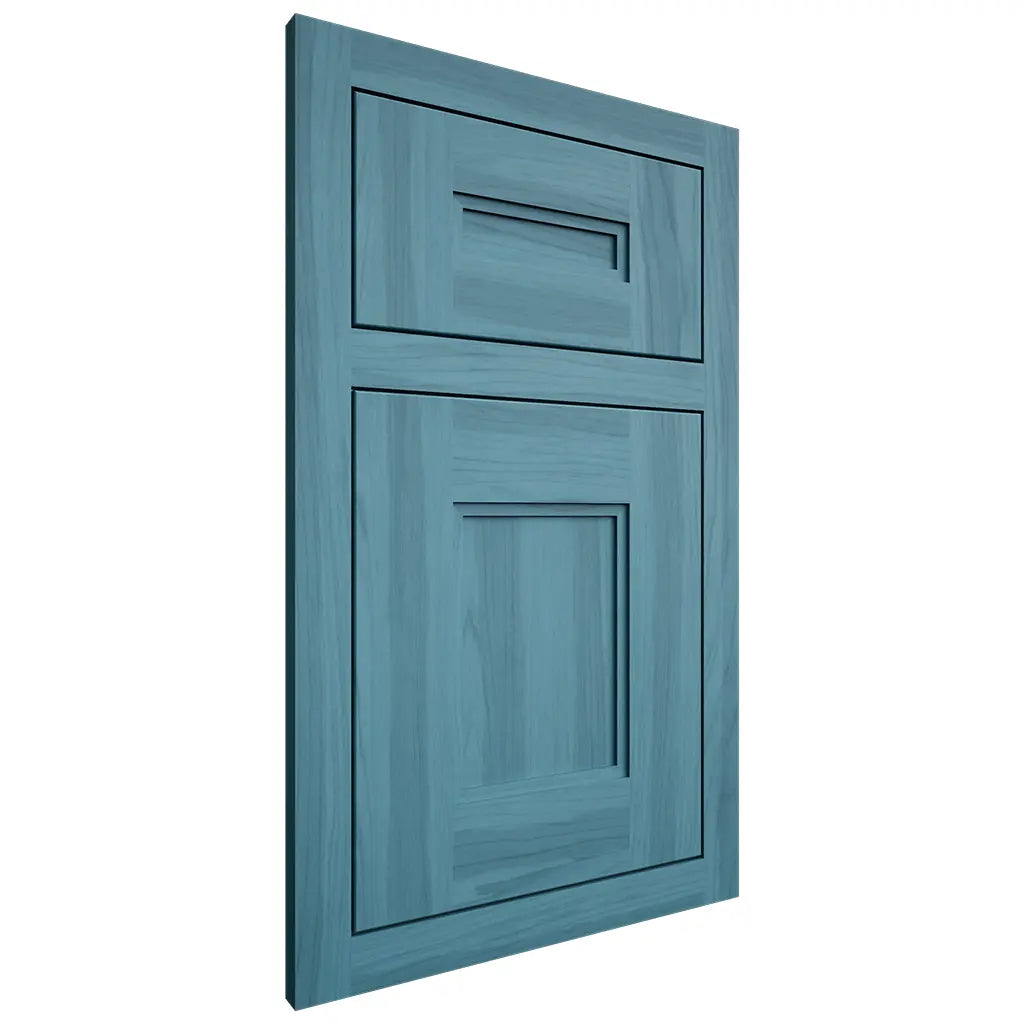 Shiloh Cabinetry Flush Inset Tahoe Hickory Plain Cut Aqua Door