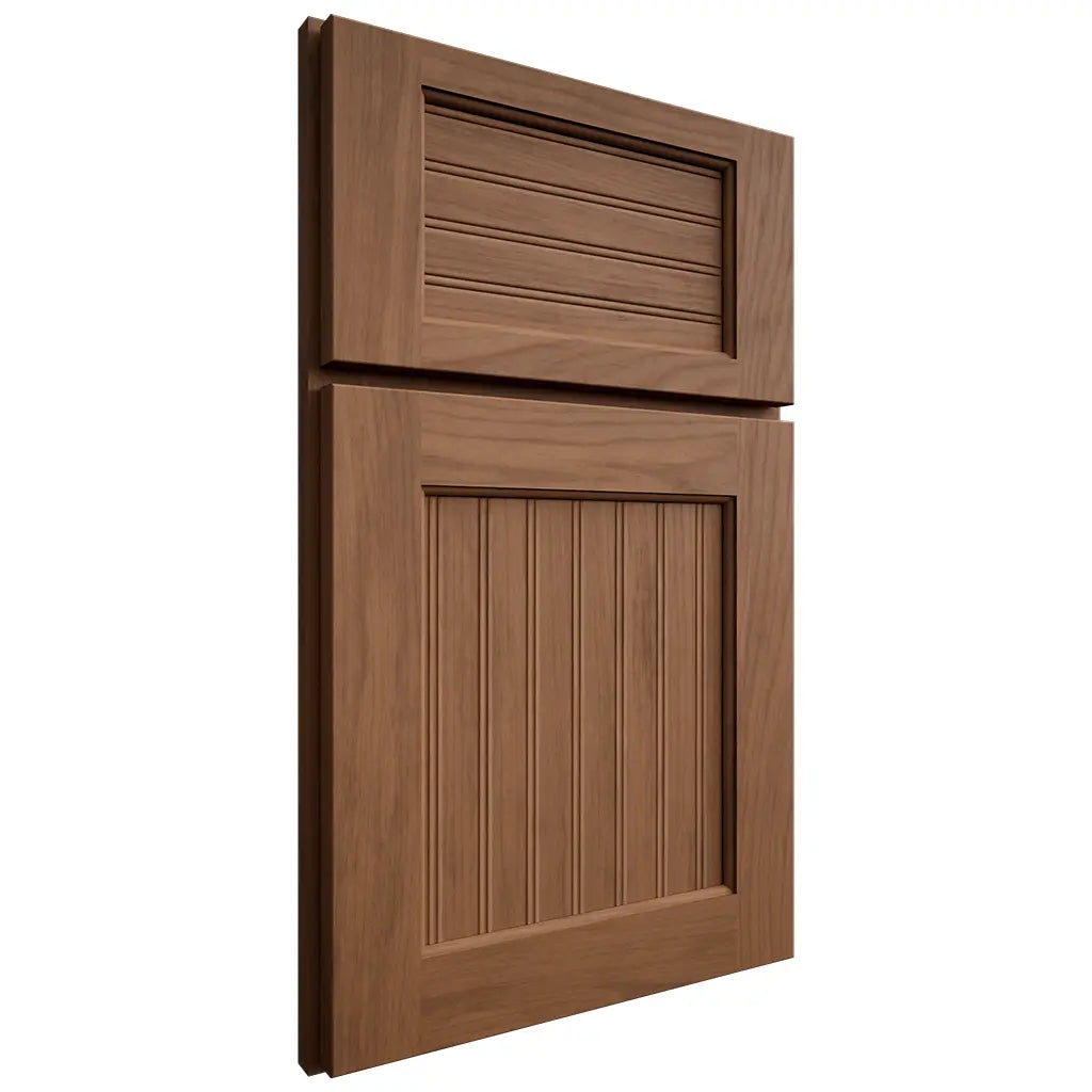 Shiloh Cabinetry Full Overlay Beaded Century Alder Plain Cut Walnut Door