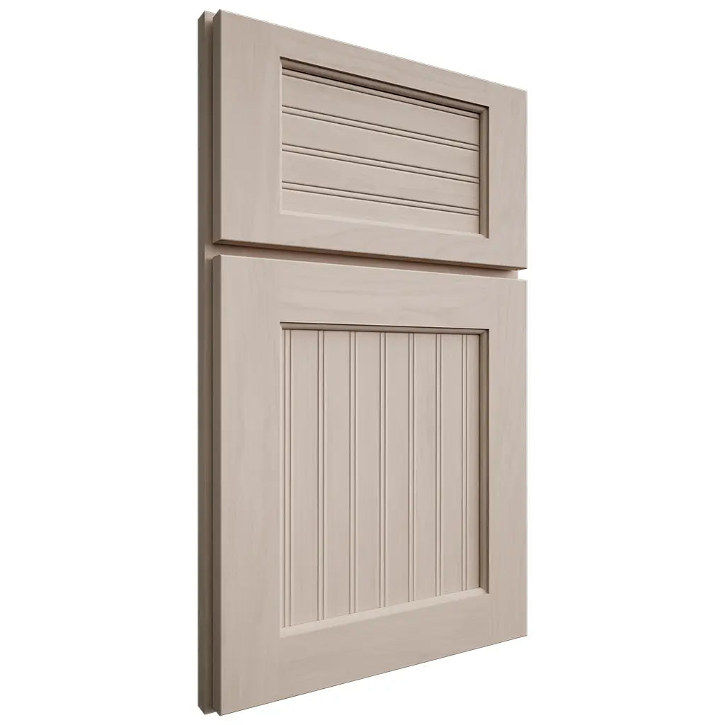 Shiloh Cabinetry Full Overlay Beaded Century Alder Plain Cut White Sands Door