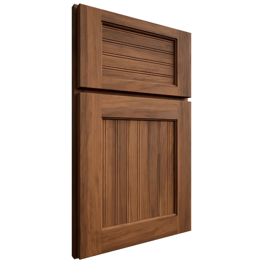 Shiloh Cabinetry Full Overlay Beaded Century Hickory Plain Cut Burnt Sugar Door