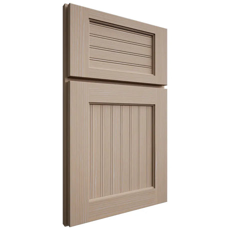 Shiloh Cabinetry Full Overlay Beaded Century White Oak Rift Cut Straw Door