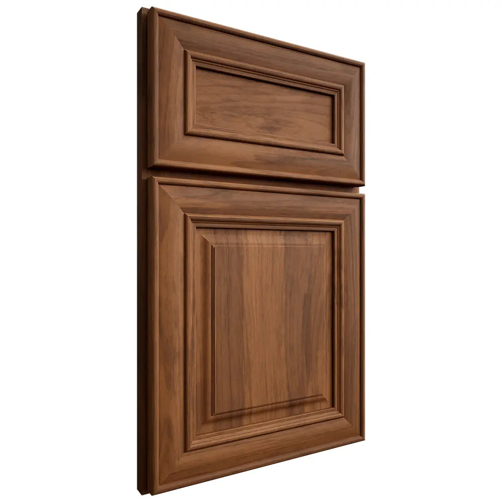 Shiloh Cabinetry Full Overlay Bradford Hickory Plain Cut Burnt Sugar Door